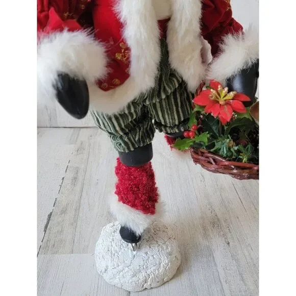 Mrs claus ice skate teddy bear basket flower figure xmas decor